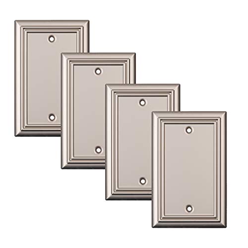 Wall Plate Outlet Switch Covers by SleekLighting | Decorative Satin Nickel | Variety of Styles: Decorator/Duplex/Toggle / & Combo | Size: (1 Blank)