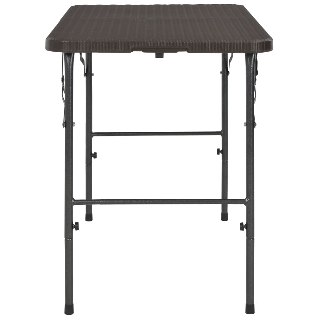 Tavolo da giardino pieghevole, marrone, 120 x 60 x 74 cm, resistente alle intemperie, effetto rattan, per terrazza, balcone, giardino, esterno, salvaspazio, stabile, facile da pulire
