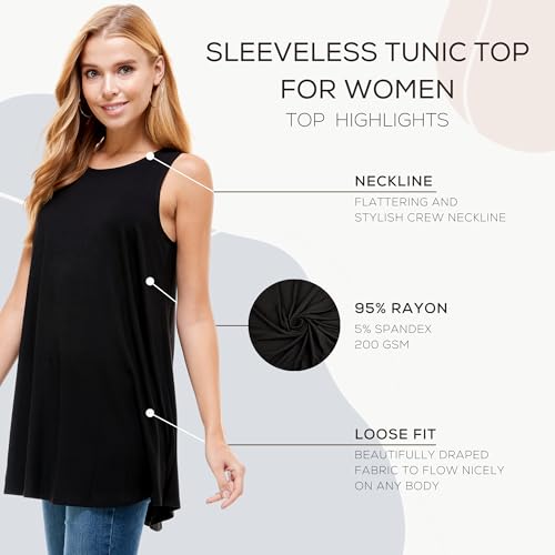 Azules Sleeveless Tunic Tops for Women - Loose Fit Tank Tops Ladies Flowy Dressy Shirts Outfits for Leggings4