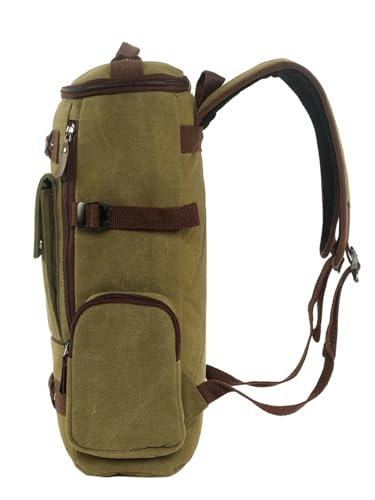 Image of FUR JADEN Eco Friendly Travel Laptop Backpack Made of Water Resistant Sustainable Canvas and Vegan Leather for Men and Women for Travel Hiking Work
