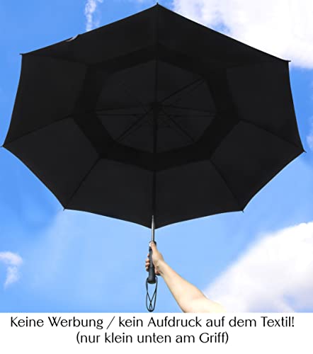 Foto von Sternenfunke XXXL Regenschirm für 2 Personen Ø150 cm - Großer Golf Regenschirm Schwarz Sturmfest, Stabiler Griff, Ohne Aufdruck - Familienregenschirm