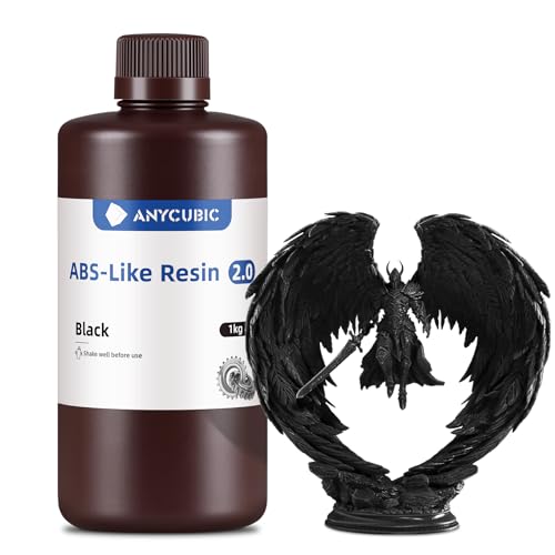 Image of ANYCUBIC 2nd Gen Resin Technology ABS-Like Resin 2.0, 3D Printer Resin with High Toughness, More Precise Details, Low Odor, Wide Compatibility for All LCD Resin 3D Printers (Black, 1kg)