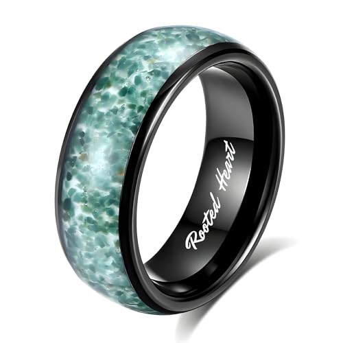 Moss Agate Couple Rings - Wedding Ring Set - Promise Ring for Her - Moss Agate Ring for Woman - Engagement Rings - Wedding Birthday Gifts