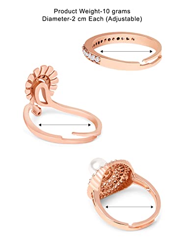 3 CZ Brass Rings Set for Women