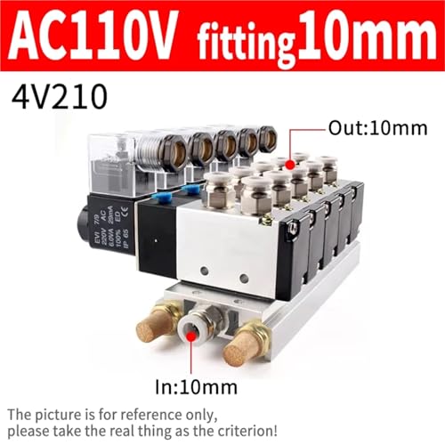 Electroválvulas neumáticas 4V210-08 de 5 vías colectores AC110V control de aire 3