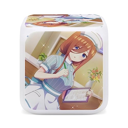 五等分の花嫁 中野三玖 目覚まし時計 かわいい めざまし時計 こども 目覚まし時計 デジタル時計 置き時計 温度、時間、日付、曜日表示 電池式 常夜灯 七色バックライト 室 オフィス 子供 家族に適しています