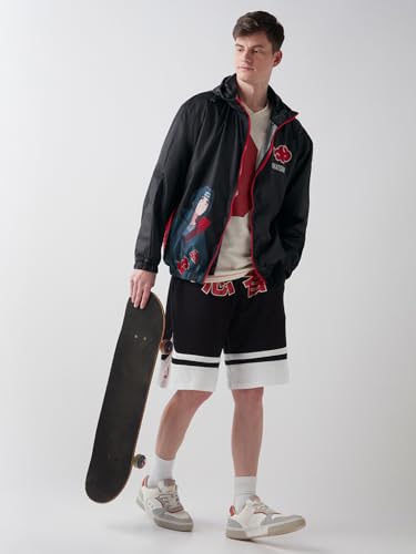 Image of Bewakoof X Naruto Itachi Men's Nylon Oversized Fit Hooded Windcheater Jacket | Bewakoof Air 1.0 | Jacket for Men Winter Wear