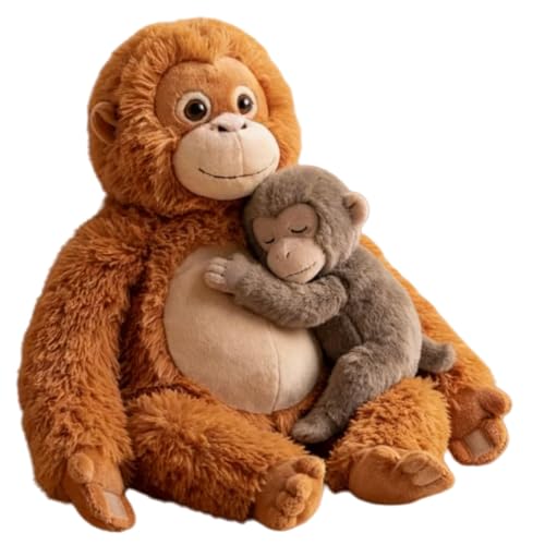 Jouet en peluche maman et bébé singe orang-outan doux 2-en-1
