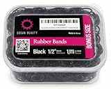 Sosun Beauty Bonus Pack 1111 Count (compare to 1000) 1/2 inch Black Rubber Band Hair Ties for Braids, Twists, Locs, and Ponytails. Soft, Slim, and Strong No-Snag For All Hair Types.