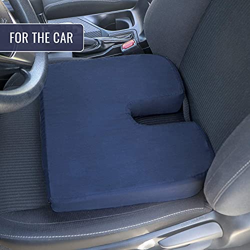 Dmi Gradual Slope Seat Cushion For Coccyx, Sciatica And Tailbone Pain Used With Dining Room Chairs, Desk Chairs, Car Seats Or Wheelchair Cushions, Machine Washable-Cover, 15 Inch, Navy #TOP7