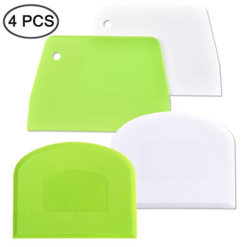 AIFUDA - Set di 4 raschietti per impasto, raschietto in plastica per alimenti, per pasticceria, pizza, pane, impasto, torte