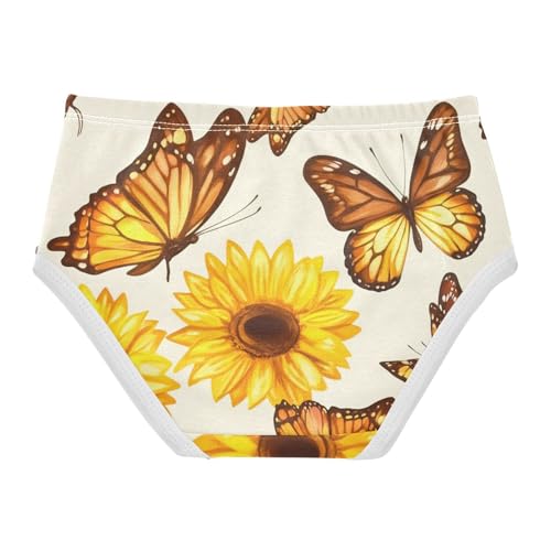 Sunflowers Butterflies Warm Yellow Panties for Girl Girls Underwear Toddler Cotton Colorful Briefs Girls Undies 2t2