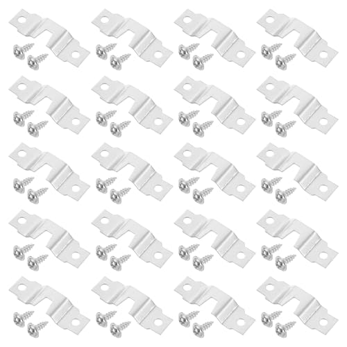 Image of uxcell 20Pcs Picture Hangers, Frame Back Fasteners with Screws, Single-Notch Double Hole Precision Hangers Hook for Hanging Paintings Picture Photos Frame, Silver