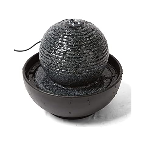 SEINHIJO Tabletop Water Fountain Indoor with Lights Feng Shui Ball Waterfall for Table Desk Office Home Bedroom Relaxation 21cm Cover