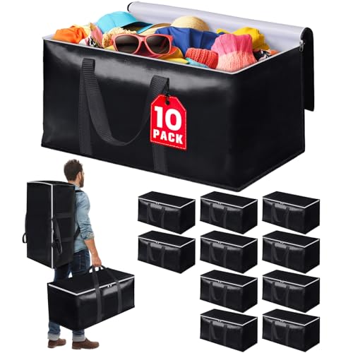 StoreHappily Heavy-Duty & Extra Capacity Moving Bags with Backpack Straps, Storage Totes with Double...