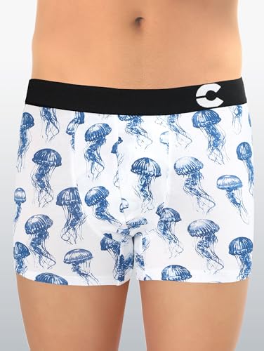 Image of Freecultr Men's Cotton Stretch Printed Trunks | Soft Breathable Innerwear with Stylish Logo Waistband | Comfort Fit Trunks for Everyday Wear