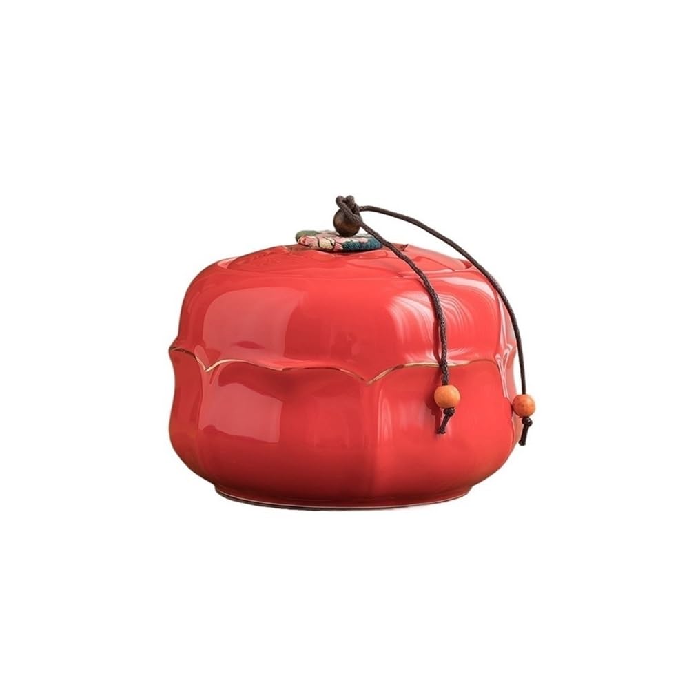 CHENGAIJIAN Tea Canister Ceramic Tea Canister With Lid Sealed Storage Jar For Home Countertop Container For Sugar, Coffee(Red)