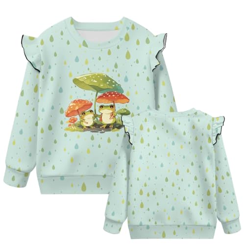 Girls Ruffle Long Sleeve Sweaters Relaxed Crewneck Pullover Sweater Outwear Loose Sweatshirts for Kids Trendy 1-82