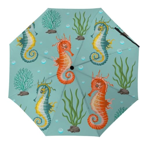 Parapluie pliant automatique compact et résistant motif chien brun