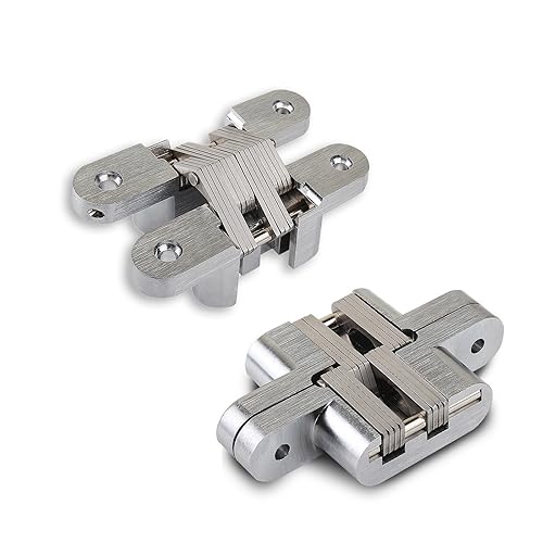YIDELAI Hidden Hinges (1 Pair) Zinc Alloy Invisible Door Hinges 94MM*18MM (Silver), 94*18 mm - Image 3