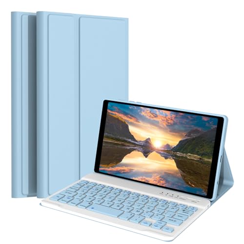 Ocricll Case with Keyboard for Samsung Galaxy Tab A7 Lite 8.7 Inch 2021 (Model: SM-T220/T225/T227) [Support 3 System] Magnetic Detachable Wireless Keyboard for Galaxy Tablet Blue