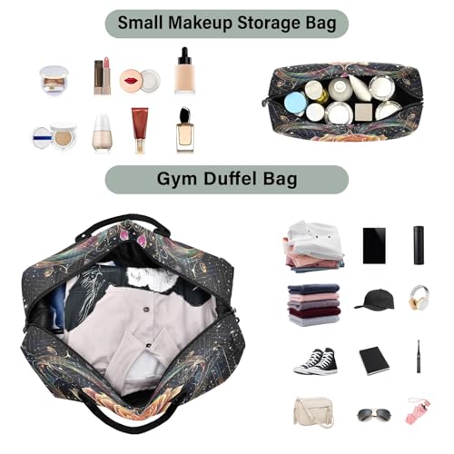 Weekender Bags Travel Duffel Gym Bag Dream Rose Carry on Overnight Tote Bag with Toiletry Bag for Airplane Travel Trip Gym Yoga4