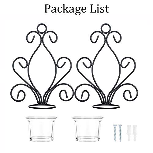 Sziqiqi Candle Sconces Candle Holders Wall Mounted Fit Tea Light Votive Battery Operated In Metal Scroll For Bedroom Bathroom Living Room Hallway Foyer Entrance Balcony Decoration Set Of 2 Black #TOP7