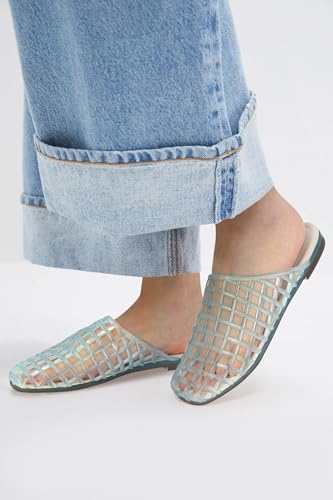 Image of Women's Red Jelly Mesh Slides, Comfortable Flat Slip On Sandals, Casual Summer Beach Slippers