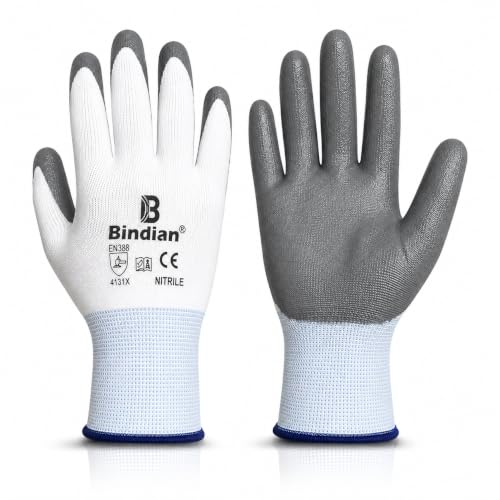Image of Bindian Garden Gloves for Gardening Work, Durable Hand Gloves for Home Garden Use, Essential Gardening Accessories for Plant Care, Digging, Weeding & Outdoor Tasks, Protective Gloves, Grey 1 Pair