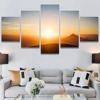 SIGNWIN 5 Panel Canvas Wall Art Sunset in The Mountains for Home Decorations Ready to Hang - 60