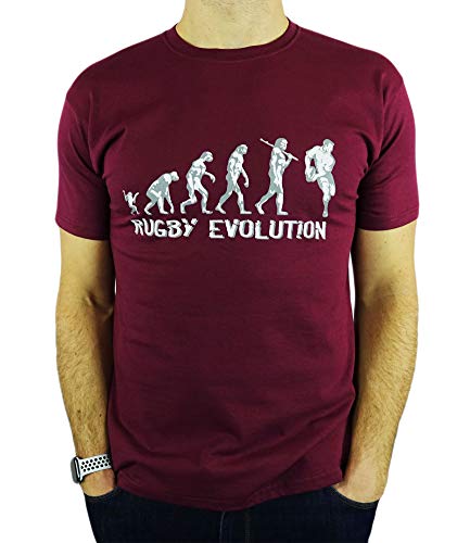 My Generation Gifts Rugby Evolution - Rugby Divertido del Regalo de cumpleaños/Presente para Hombre de la Camiseta Borgoña XL