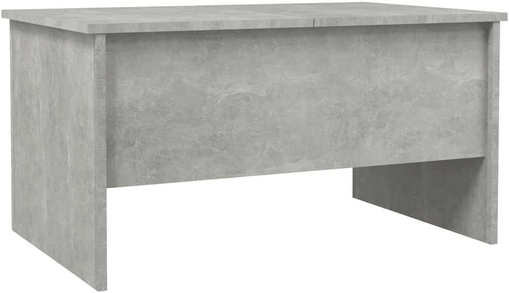 vidaXL Modern Adjustable Coffee Table with Built-in Storage - Engineered Wood, Concrete Gray Finish - 31.5"x19.7"x16.7"