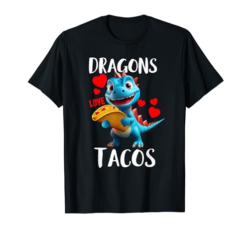 Happy Dragon Taco Lover Fantasy Cinco de Mayo Tacos picantes Camiseta