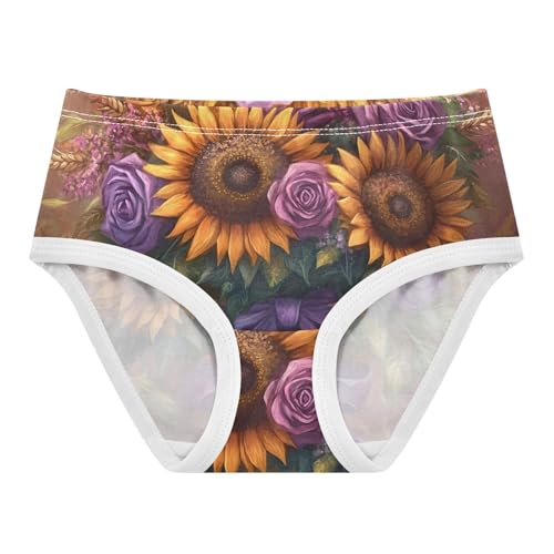 Colorful Toddler Girls Underwear 2t Cotton Little Girl Panties Bouquet Sunflowers Brown Undies Kids Briefs