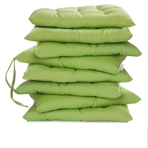 Lavea® Coussins de Chaise 40x40 cm – Lot de 8 avec Attaches – Confortables et lavables pour intérieur, extérieur - pour Jardin, Balcon, terrasse et...