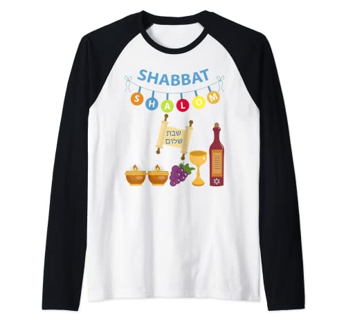 Shabbat Shalom Camiseta divertida judía 2021 Camiseta Manga Raglan