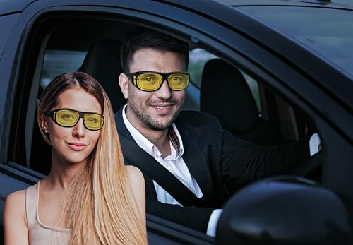 WEDO Nachtsicht-Brille zum Überziehen – Gelb getönte, polarisierende Gläser für Autofahrer, blendfrei & normgerecht (ISO), kompatibel mit Korrektionsbrille