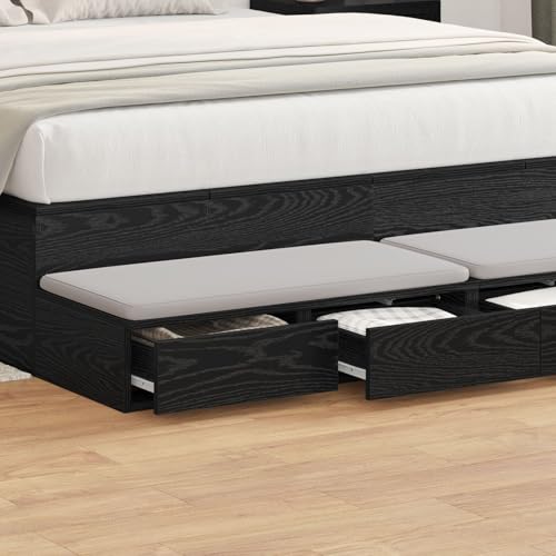 Brokky 866948 Cassetti per Letto Neri 140x36,5x16,5 cm in Legno ingegnerizzato cassettoni sottoletto,Legno Composito