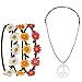 Produktbild Pretop 3 Daisy Blumen Stirnband + 1 Kette Peace-Zeichen aus Metall, Ø 5cm, Blumenkranz | Blumenkranz | Haarband | Blumenkrone | Blumen | Kranz | Haarschmuck, für Karneval, 70er jahre party