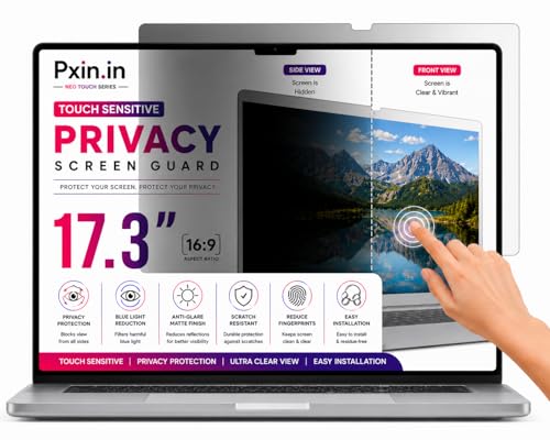 Image of Pxin Neo 17.3 Inch (16:9) | Touch Sensitive Privacy | Anti Blue | Anti Glare | UV (A /B /C) Block| OptiX & BLUVLIGHT Block Layer | Privacy Filter compatible with HP /Dell /Lenovo /Asus /Acer