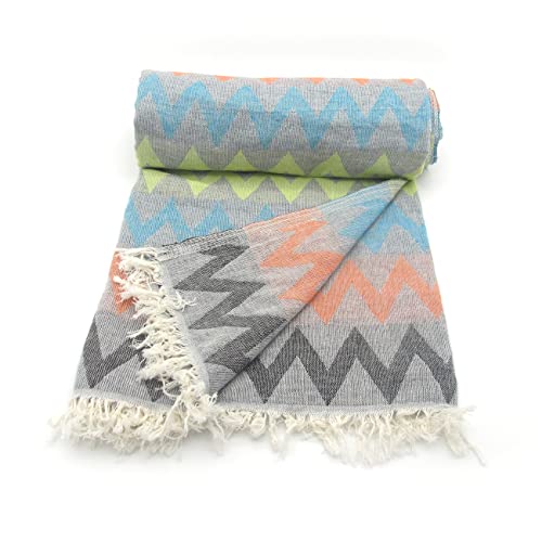 Evagone Jacquard Premium Peshtemal Zigzag Patrón (toalla de playa también para baño, sauna, spa o gimnasio) Cover