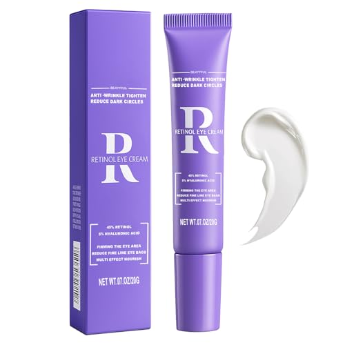 Retinol Eye Cream, Moisturizing Eye Care Daily Anti-Wrinkle Cream with 45% Retinol and 5% Hyaluronic Acid to Smooth and Moisturize Skin, Reduce Dark Circles, Under Eye Bags, Wrinkles