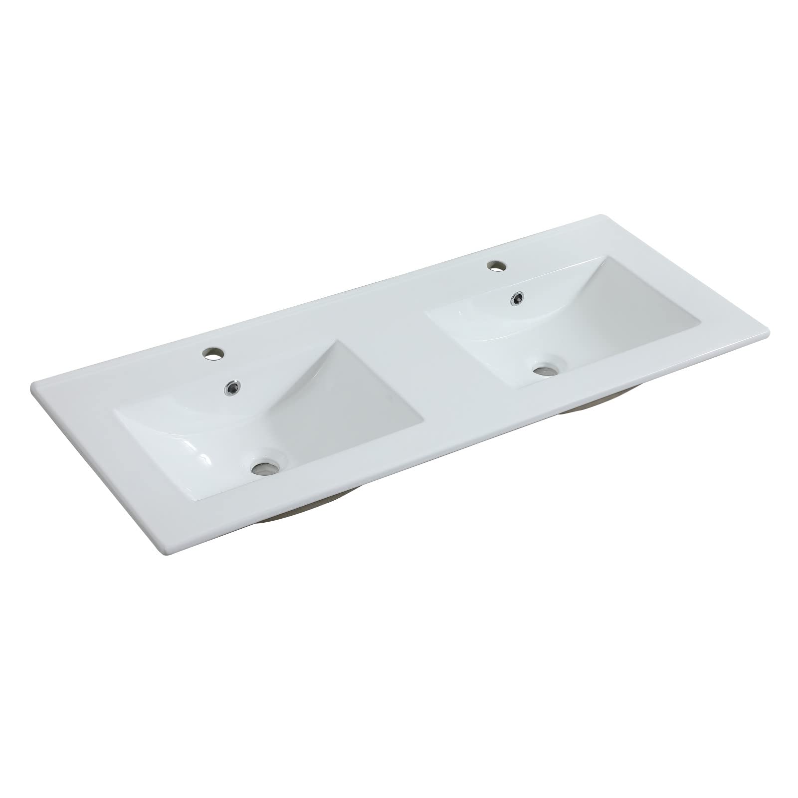 MOB-IN Meuble Double Vasque 120cm avec Plan céramique Sorrento Décor chêne + Colonne