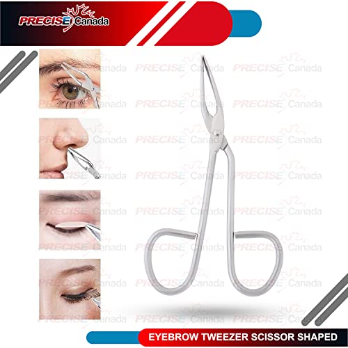 Precise Canada: Eyebrow Tweezer Stainless Steel Scissors Shaped Slant Tip Tweezer Clip - Thumbnail 4