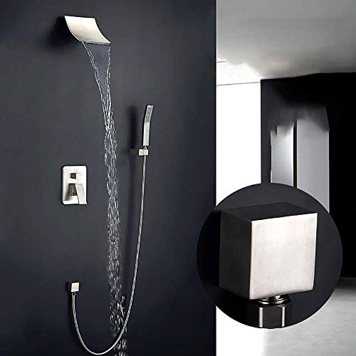 Robinet de baignoire cascade mural en nickel brossé style luxe - 2