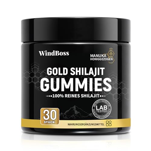 Windboss Himalaya Shilajit Gummies | Mit Bio-Manuka-Honig & Blutorangenöl | Für Immunsystem, Wohlbefinden & Stressbalance, Vegan & Zuckerfrei | 30 Gummis