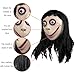 HELAOGUI Momo Mask Full Head Latex for Adults, Terrifying Horror Costume with Long Black Hair for Halloween Haunted House