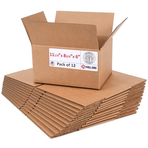 Image of Medium Cardboard Boxes 11 1 /4 inchL x 8 3 /4 inchW x 6 inchH (Pack of 12) - USA-Made Packing Boxes for Moving, Shipping, or Storage - USPS, UPS, FedEx Approved - Professional Packing Supplies for Moving