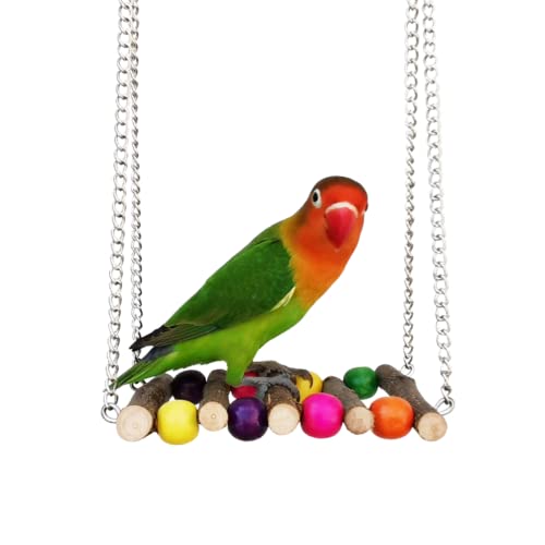 Barn Eleven Parrot Swing Toys - Pet Bird Parrot Parakeet Budgie Cockatiel Wooden Cage Hammock Swing Hanging Toy for Medium and Small Parrot