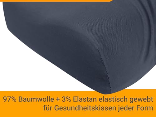 npluseins 2er Pack Spannbezüge für Nackenkissen Gesundheitskissen 959.1234, S, 30-35 x 45-50 cm, anthrazit